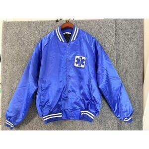 Vintage Ocracoke Rescue Squad Satin Varsity Jacket XL Made USA EMS Bomber